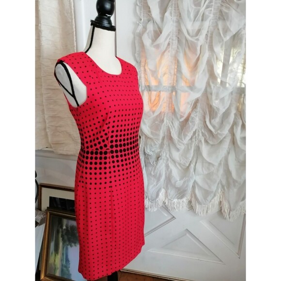 J crew womens size 2 red black polka dot Shift dress Lined - Picture 2 of 3